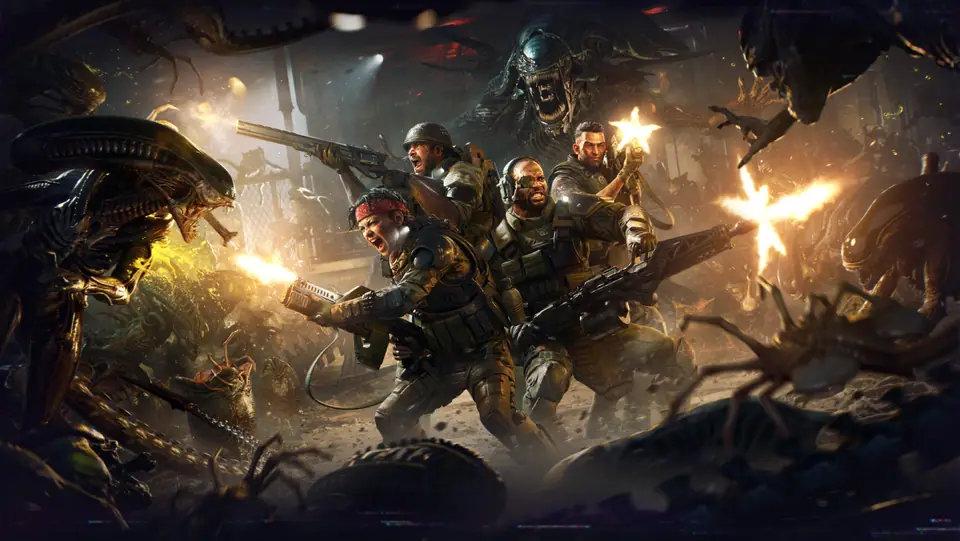 Colonial Marines and Xenomorphs in the launch trailer poster